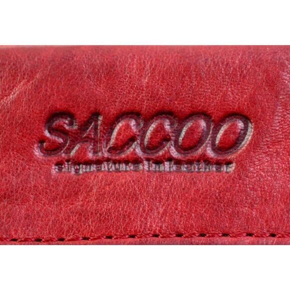 Saccoo RED GENUINE LEATHER X-BODY ORGANIZER MESSENGER SHOULDER BAG HANDBAG PURSE - Picture 5 of 13